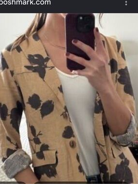 Merona vintage 2012 artsy, bohemian linen preppy  100% linen floral blazer. XS
